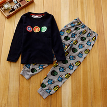 Foreign trade brand original single export to Europe and the United States childrens cartoon boys embroidered fine fleece pajamas two-piece home clothes