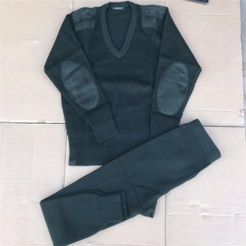 Chase you running lost shoes ZP old sweater pants suit V collar olive green sweater pants