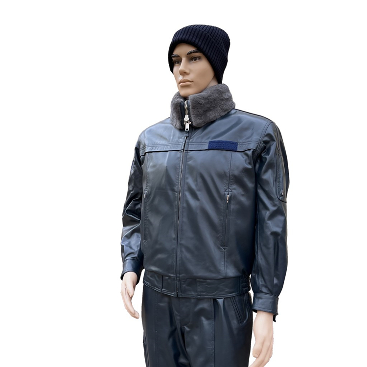 Winter sweater flying leather clothing leather pants suit windproof and warm leather jacket suit