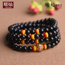 Yaocan Obsidian bracelet multi-ring Buddha beads multi-layer crystal hand string men and women lovers gift