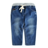 Детские джинсы для мальчиков, демисезонные повседневные брюки для отдыха, осенний ремень, штаны для школьников, подходит для подростков, эластичная талия, детская одежда