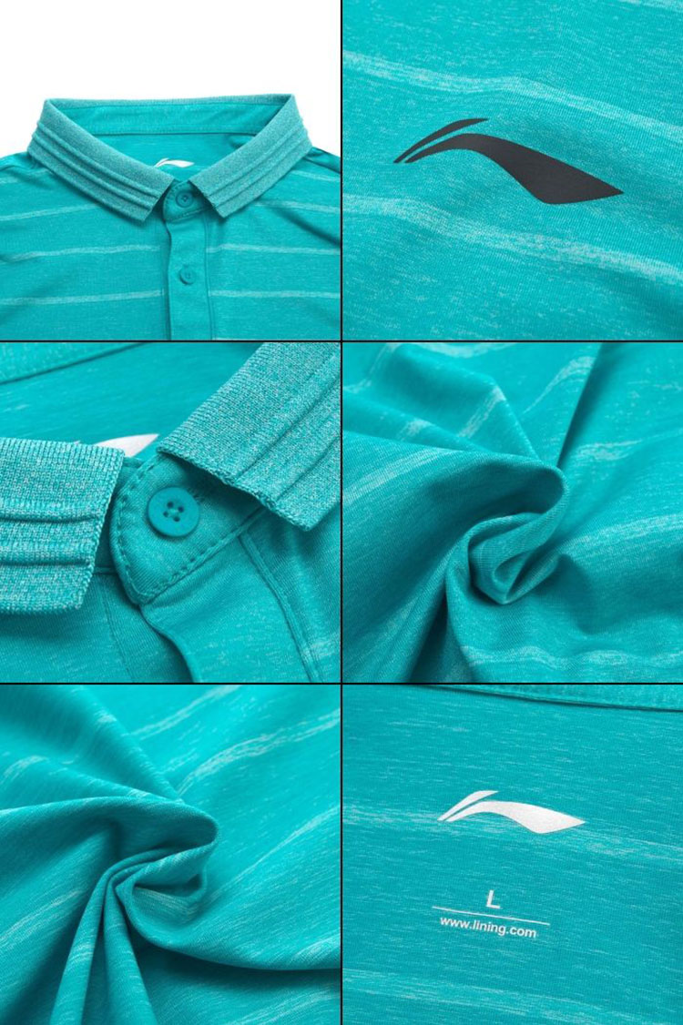 Áo thun nam tay ngắn Li Ning 2019 hè mới đào tạo ve áo đan sọc đơn giản áo sơ mi POLO APLP037 - Áo polo thể thao áo phông polo