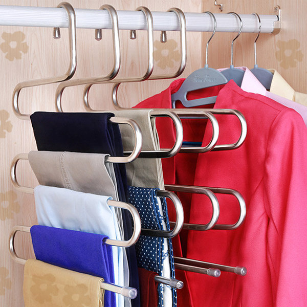 Stainless steel pants rack drying rack Clothes hanger pants clip Multi-layer pants rack Scarf hanger Multi-function pants hanging drying rack