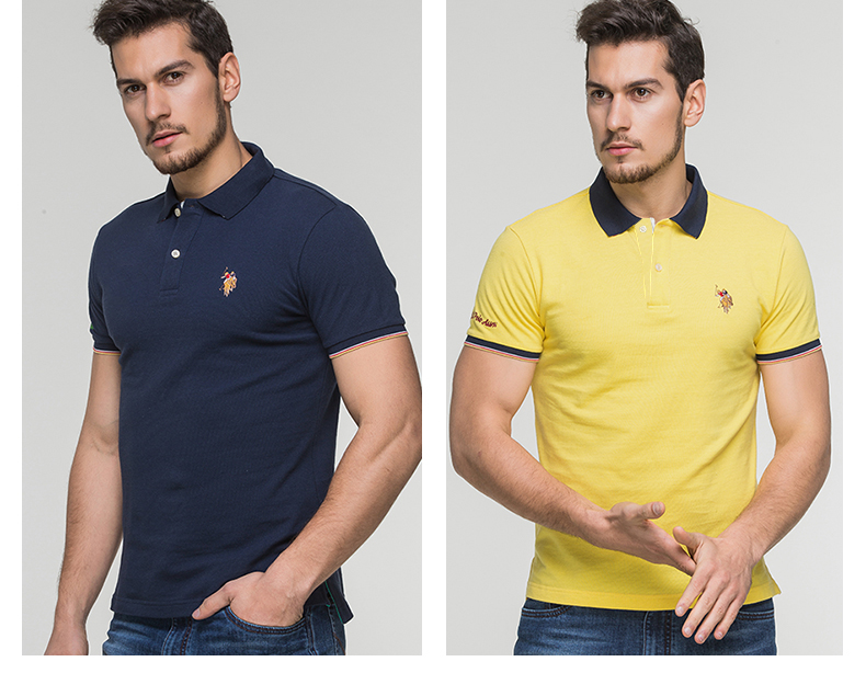 Mỹ POLO ASSN.polo áo sơ mi t-shirt nam ngắn tay ve áo xu hướng Paul nam mùa hè bông giản dị tự trồng trọt