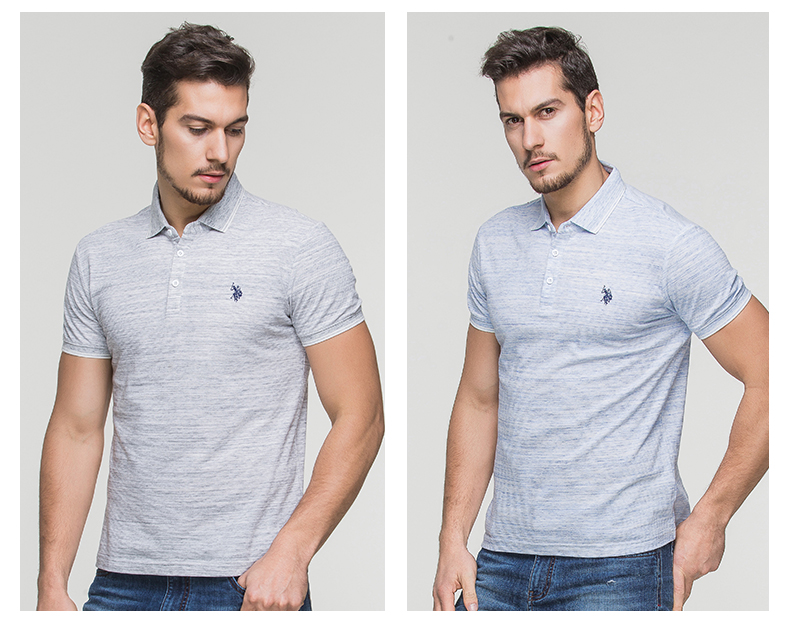 CHÚNG TÔI POLO ASSN. Ngắn Tay Áo T-Shirt Nam Xu Hướng Ve Áo T-Shirt Nam Nửa Tay Áo Mùa Hè Màu Trắng Mỏng Giản Dị