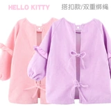 Hello kitty, демисезонный вельветовый нагрудник для еды для девочек, анти-грязь, сзади на завязках
