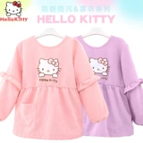 Hello kitty, демисезонный вельветовый нагрудник для еды для девочек, анти-грязь, сзади на завязках