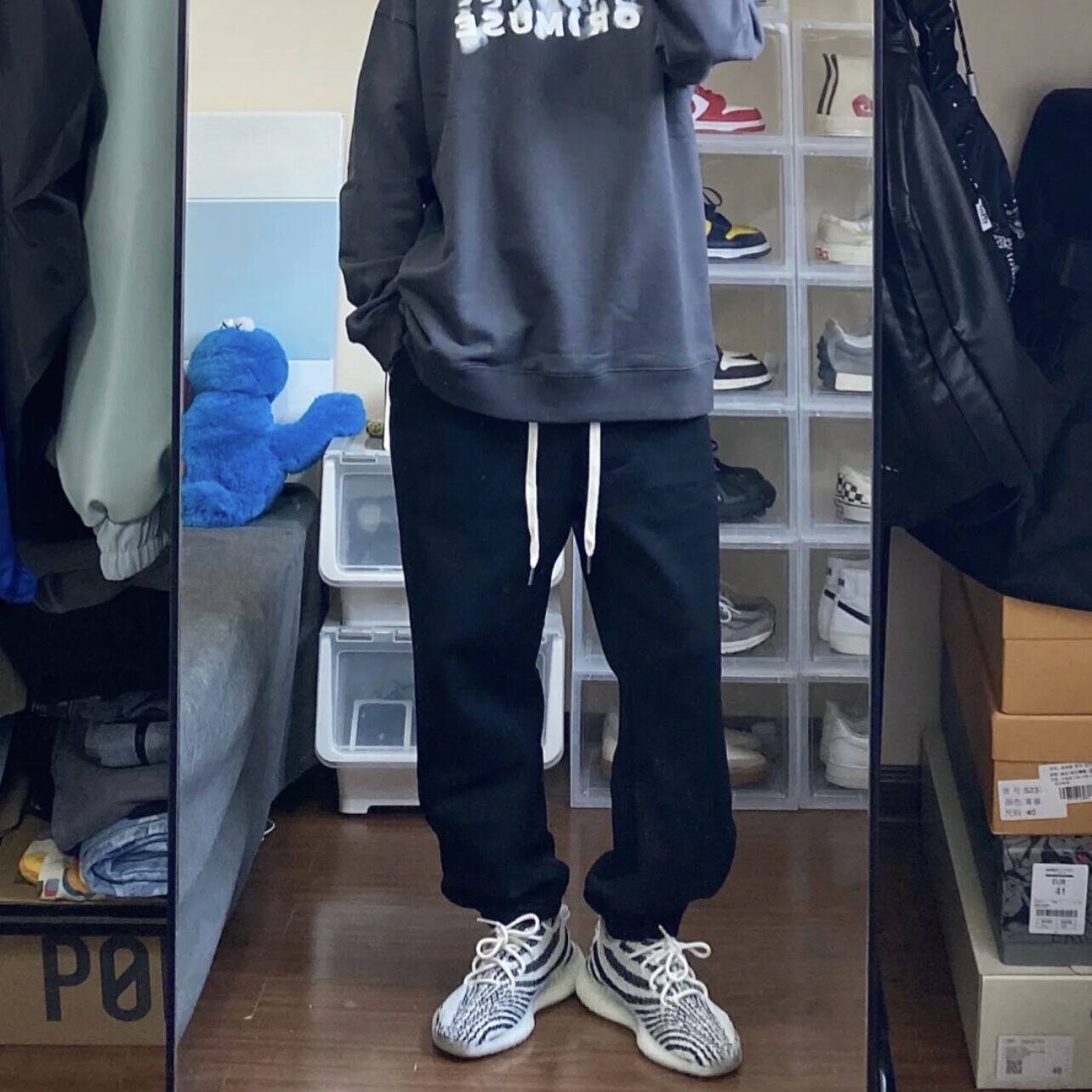 306 studio autumn new loose leggings sweatpants solid color elastic drawstring tide brand couple Hong Kong style trousers