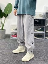 Three-zero-six studio autumn new rows of buttoned trousers with loose rope loose bunches and foot tide pure color Japanese casual sports pants