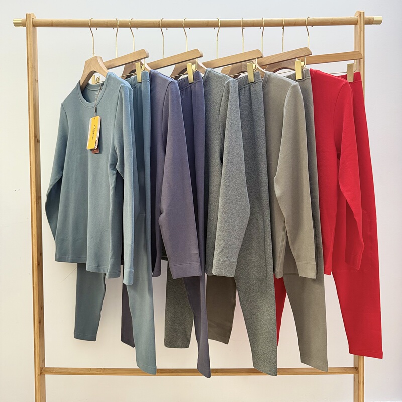 Gekai Apparel Men's Xinjiang Cotton Extra Thick Thermal Underwear Set Cold-Resistant Pure Cotton 350g Autumn Clothes and Pants 82888