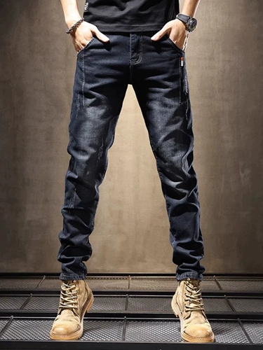 Элегантные модные черные джинсы, мужские летние корейские штаны