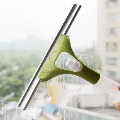 Two-in-one with water spray integrated glass wiper window glass kitchen door and window cleaning scraping glass brush