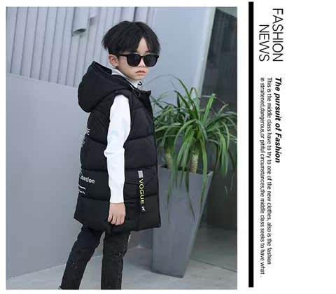 Áo vest bé trai cotton 2018 thu đông 2018 trẻ em dài trùm đầu cotton Áo khoác trẻ em Hàn Quốc ghi le jean cá tính cho bé