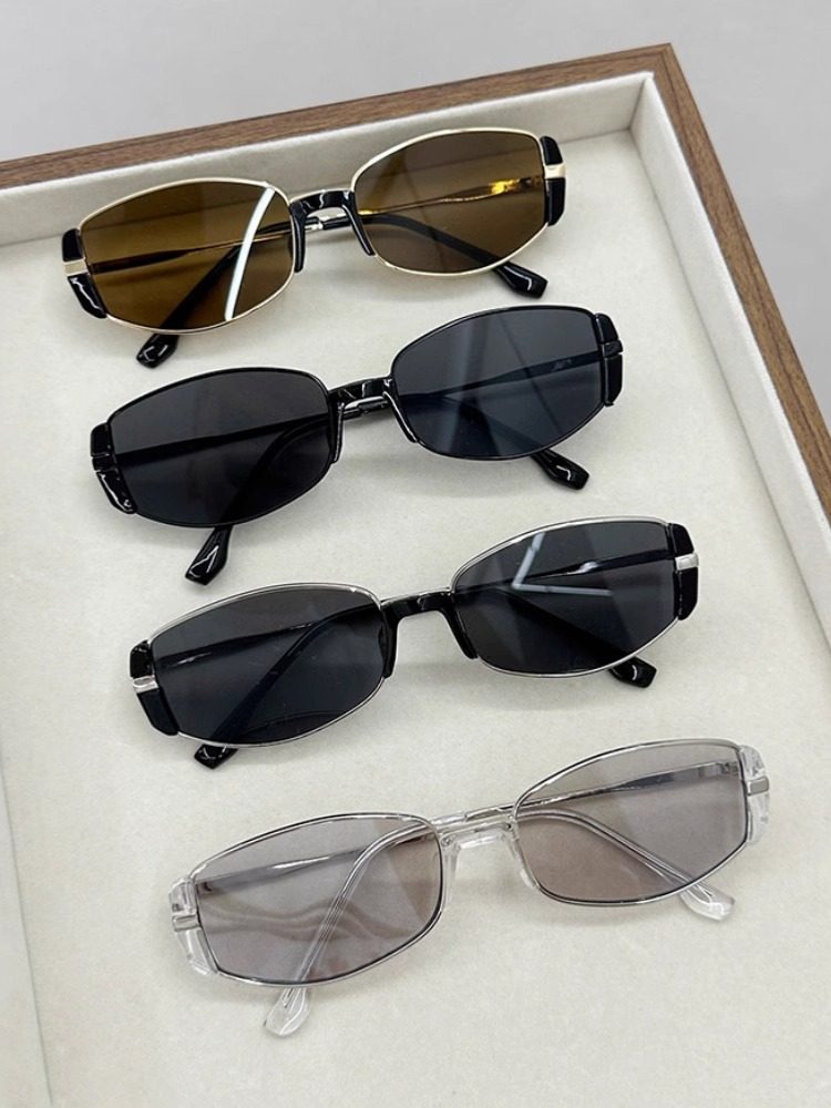 Xiaohongshu Retro High-End Small Brown Sunglasses for Women ins Metal Sunglasses Travel Internet Celebrity Street Style Glasses Trend