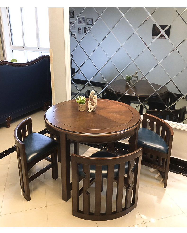 Bàn ăn Mỹ ghế gỗ tròn bàn tròn co lại bàn đàm phán một bàn sáu ghế kết hợp không gian tỉnh nội thất nhà hàng - Bộ đồ nội thất nội thất phòng ngủ