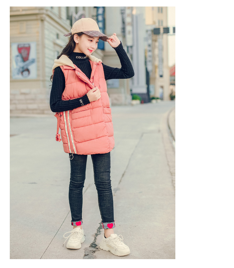Nữ lớn bé trai vest bé gái mới 12 bông 15 tuổi bé gái mùa thu đông dài mặc áo dày 10 quần áo bé gái
