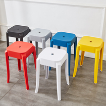 Plastic stool thickened household stackable dining table bench square stool Fashion creative high stool Nordic simple chair