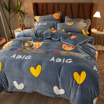 Winter coral suede single piece Quilt Cover Flannel Flannel Plus Suede Warm Milk Suede Four Pieces Thicken Quilt Cover Winter