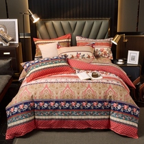 Cotton polished four-piece set thickened warm student dormitory bed three-piece set of autumn and winter cotton quilt cover sheets bedding