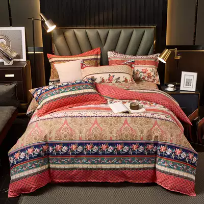 Cotton polished four-piece set thickened warm student dormitory bed three-piece set of autumn and winter cotton quilt cover sheets bedding