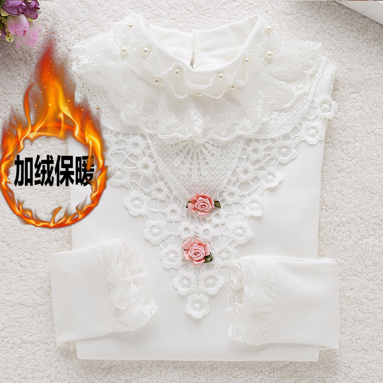 Quần áo trẻ em quần áo thu đông cho bé gái chạm đáy áo cotton dài tay trong áo trẻ em lớn cộng với áo thun nhung dày ấm áp quần áo thủy triều áo phông cộc tay bé gái