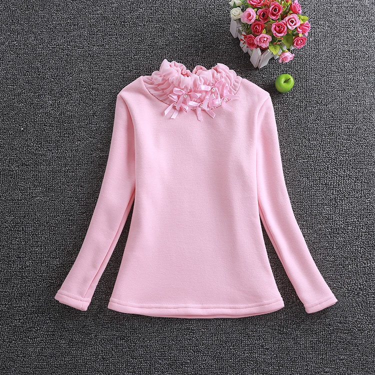 Quần áo trẻ em quần áo thu đông cho bé gái chạm đáy áo cotton dài tay trong áo trẻ em lớn cộng với áo thun nhung dày ấm áp quần áo thủy triều áo phông cộc tay bé gái