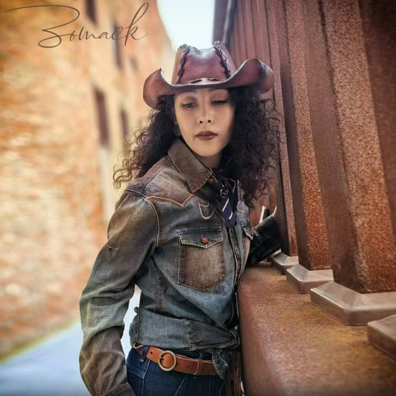 Wasteland Style Men's Denim High-End Shirt, Long and Short Sleeves, Handmade Women's Embroidery, Genuine Leather Buttons, Mechanic Retro, Dandy Wasteland Style Men's Denim High-End Shirt, Long and Short Sleeves, Handmade Women's Embroidery, Genuine Leather Buttons, Mechanic Retro, Dandy