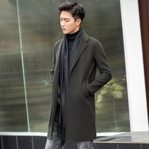 2021 autumn and winter new mens woolen coat mens long double-sided woolen coat mens casual wool coat men