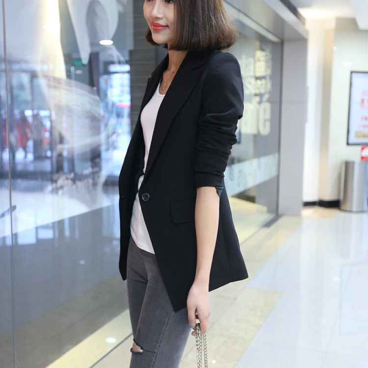 Slim Ladies Small Suit 2022 Spring New Casual Career Korean Edition Medium Long Edition Small Blazer Interview Suit