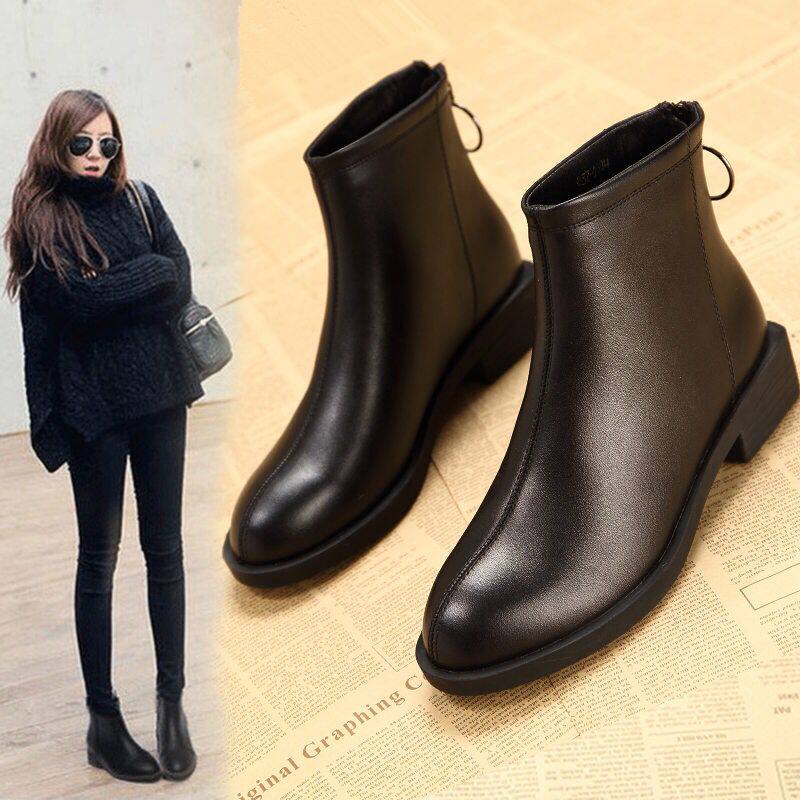 Slim Skinny Boots Lady 2020 New Martin Boots 40 Short Cylinder 41 Flat Bottom 43 Large Size Women's Shoes Autumn Winter Boots Children Short Boots