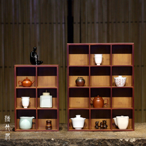 Qing bamboo house Bamboo multi-treasure lattice rack Teacup rack Storage rack Multi-grid tea rack Small Bogu rack storage rack