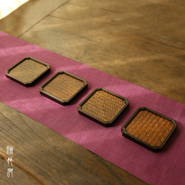 Qingzhuju Bamboo coasters Heavy bamboo cup holder Gongfu tea accessories Tea mat Tea Ceremony Tea cup Tea mat holder mat