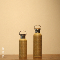 Bamboo cup Bamboo Silk Thermos Thermos Vintage Kettle Woven Thermos Portable Travel Tea Set