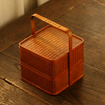 Qingzhu House) Japanese snack box basket Multi-layer candy basket Fruit box Travel Chinese tea set storage box