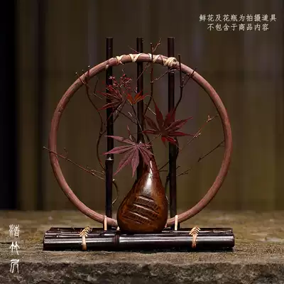 Qingzhuju floral art Retro bamboo woven flower basket Flower vase Zen antique Chinese flower arrangement Japanese flower road bamboo tube bamboo basket