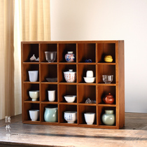 Teacup rack Multi-treasure storage display rack Bogu rack Small storage rack Lattice rack Teapot tea cabinet Solid wood tea rack