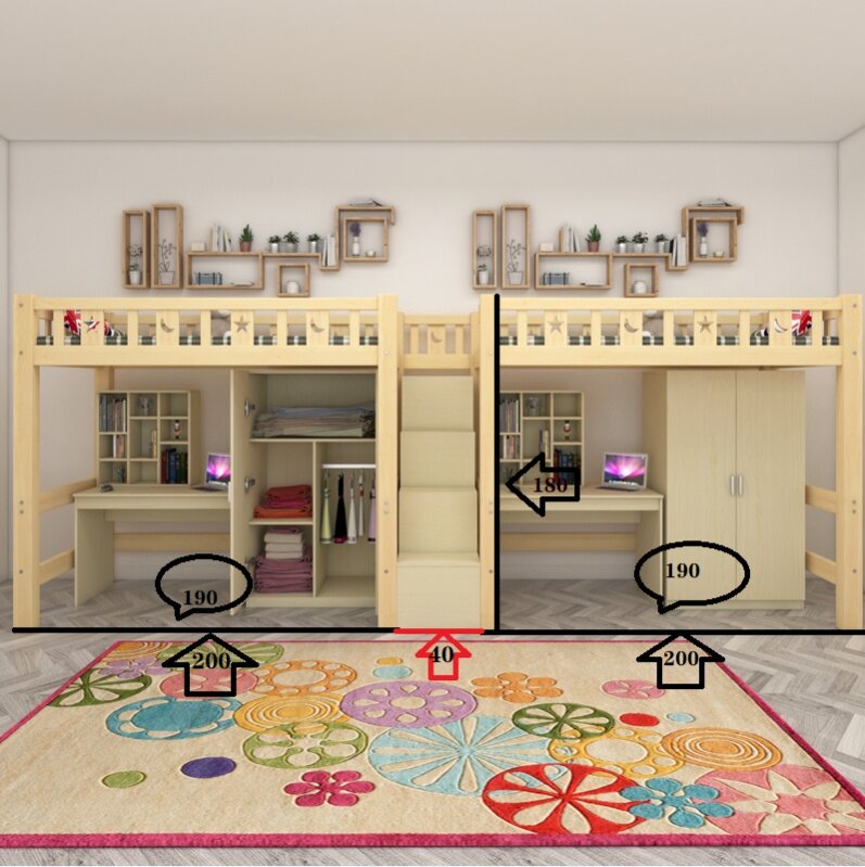 Bed with desk under the table and under the table for adult province of spacecraft elevated bed with desk 1 2 1 5 m wood bed