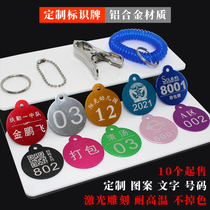Malatang number plate restaurant hotel metal digital hand card kindergarten water cup Hotel number key card customization