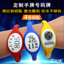 Sauna Bath hand plate number plate gym swimming pool silicone bracelet waterproof key induction lock id customization