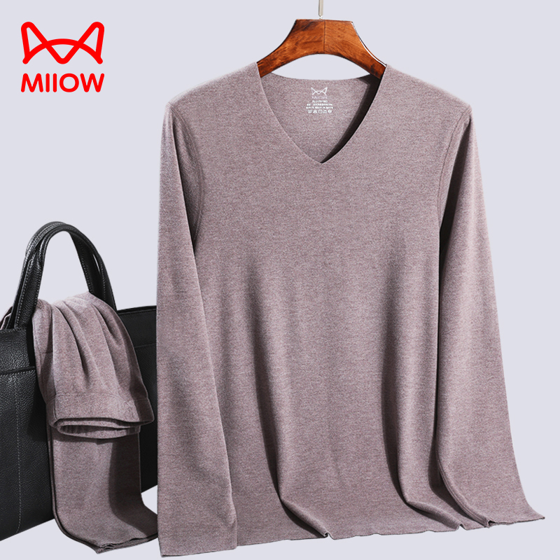 Cat person Develvet Seamless Warm Underwear Men Suit Thick Fever Men's Autumn Clothes Autumn Pants Graced Undercotton Sweatshirt-Taobao