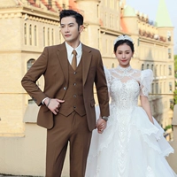 Хаки костюм, жилет, штаны, рубашка, галстук