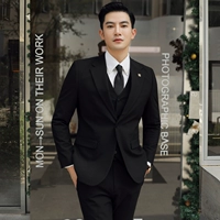 Черный костюм, штаны, рубашка, галстук