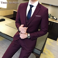 Бордовый комплект, жилет, штаны, 3 предмета