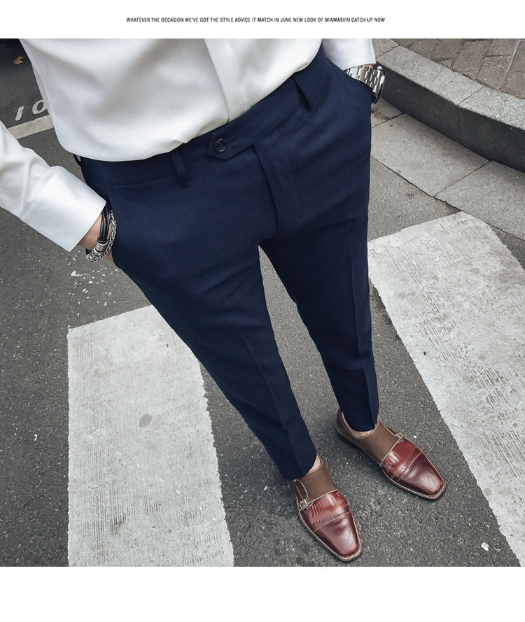 Мужские летние трендовые штаны, костюм, в корейском стиле, облегающий крой, свободный прямой крой 