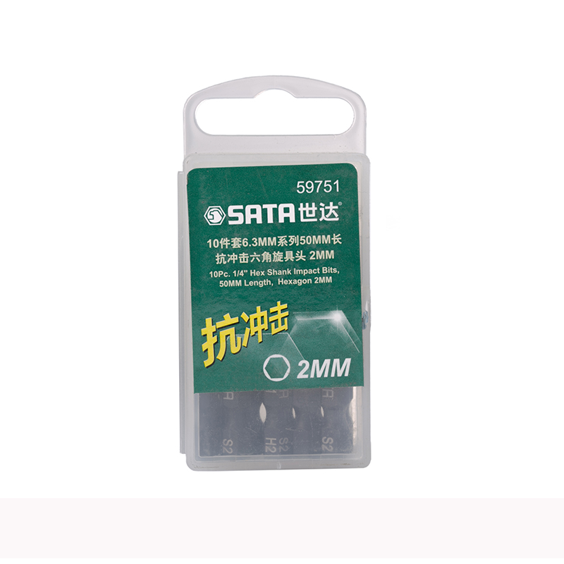SATA Shida tool 10-piece set of 6 3MM series 50MM long impact-resistant hexagonal screw head 59751 59752