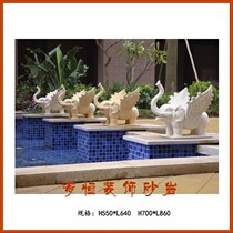 Sandstone relief round carving large urban garden landscape sculpture water spray Dumbo fountain shape decoration