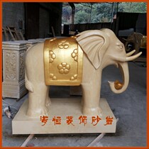 Sandstone sculpture relief indoor and outdoor urban garden landscape ornaments figure round carving factory direct sales-Yuanbao Elephant