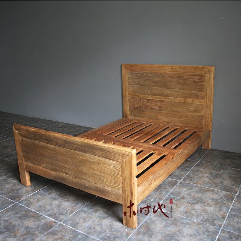 Cũ Elm bảng điều khiển cửa đồ nội thất phòng ngủ 1.5 m giường đôi 1.8 m giường gỗ rắn + bàn cạnh giường ngủ thạc sĩ giường ghế sofa đẹp hiện đại