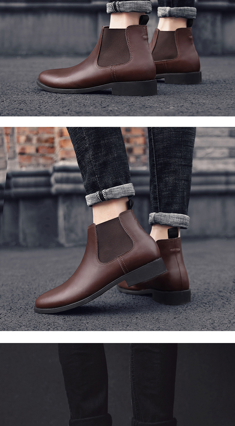 Giày bốt nam Martin gió cao Giày đế xuồng da hoang dã Giày boot nam mùa đông cộng với đôi bốt nhung ấm áp của Chelsea mẫu giầy thể thao nam