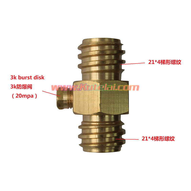 Two - head soda water bubble water bubble valve joint Cola machine beer machine dedicated 21 * 4 ladder thread copper valve